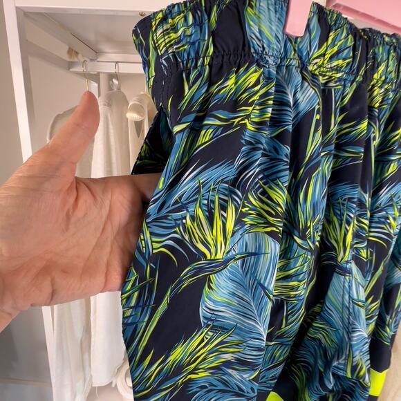 OP Men's size large swim trunks 36/38 blue, chartreuse, floral coastal #2437 - Picture 4 of 9